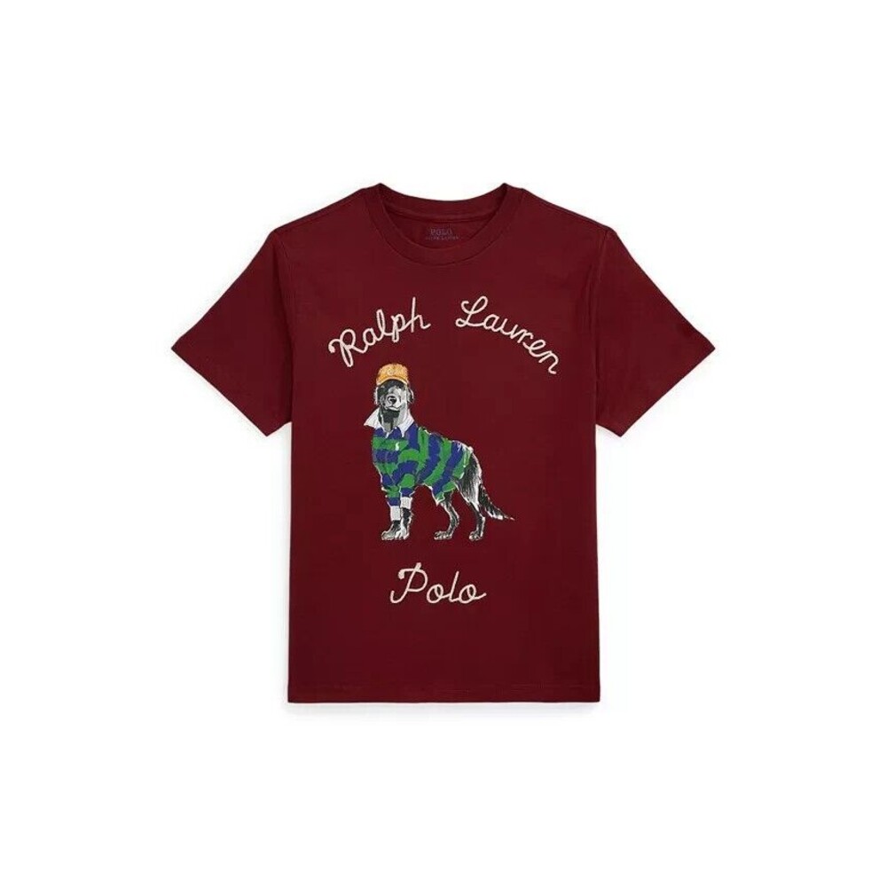 NWT Polo RALPH LAUREN BOYS T SHIRT 5 6 7 10-12  Dog-Print Cotton Jersey Tee